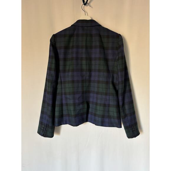 J. Crew Blazer Jacket 10 Blue Green Plaid Check Two Buttons Fall Winter Preppy - Picture 3 of 11